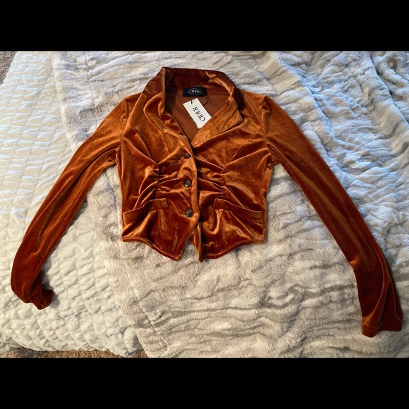 Orange velvet rétro top - Picture 5 of 5
